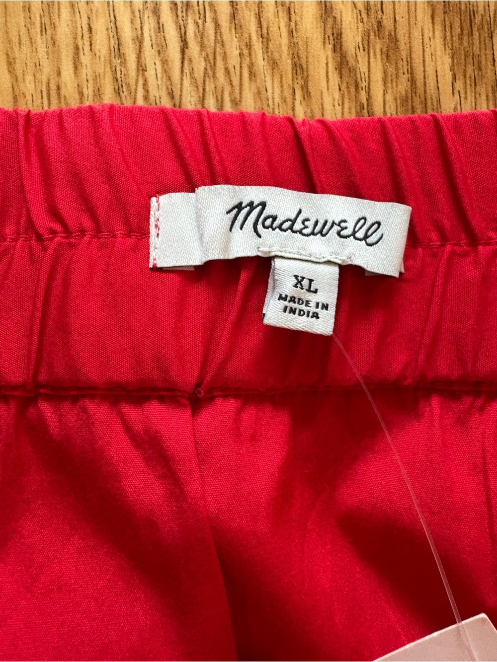 Madewell Red Maxi Skirt XL NWT | Elastic Waist | Side Slits | Pockets - Picture 3 of 4